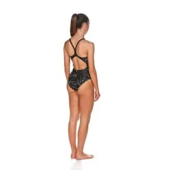 Arena Water One Piece Light Drop Back -Swim Hub Pro 001381 black grey back r