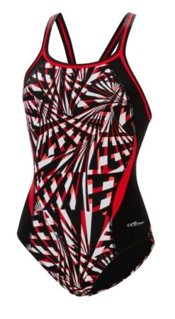 Dolfin Women's Print Color Block DBX Back One Piece -Swim Hub Pro 5m00 b39d front