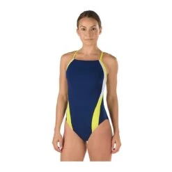 Speedo Launch Splice Endurance Cross Back 11 Speedo Launch Splice Endurance Cross Back -Swim Hub Pro 8191409 navy gold front 2